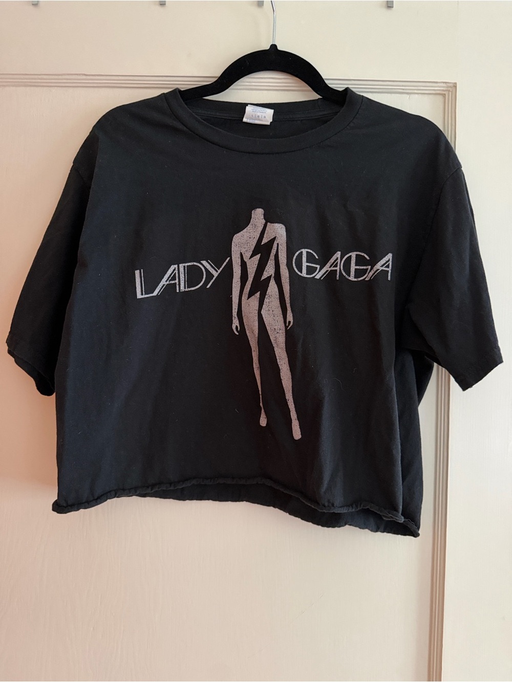 Lady Gaga Black Graphic Crop Tee